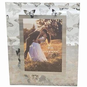 Beekman Home Butterfly Embossed Glass Photo Frame